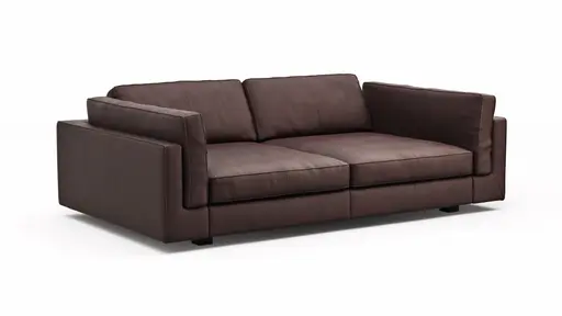 Sofa Aprino 3 - 3,5-Sitzer XXL, Dickleder, Dunkelbraun, Armlehne Kissen