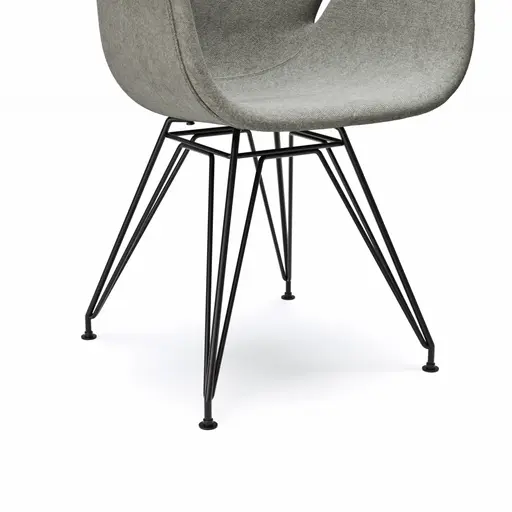 Armlehnstuhl Tooon - Stoff Kristallgrau, Gestell Metall, Schwarz