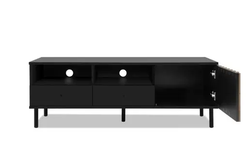 TV-Lowboard - B ca. 138 cm, Schwarz, Artisan Eiche Nachbildung