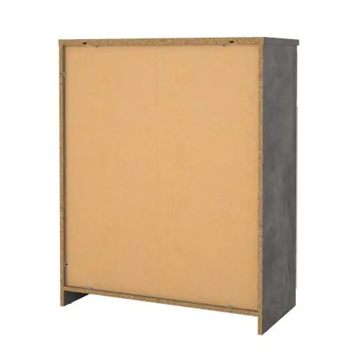 Kommode - B ca. 81 cm, Betonoptik, Weiß Hochglanz