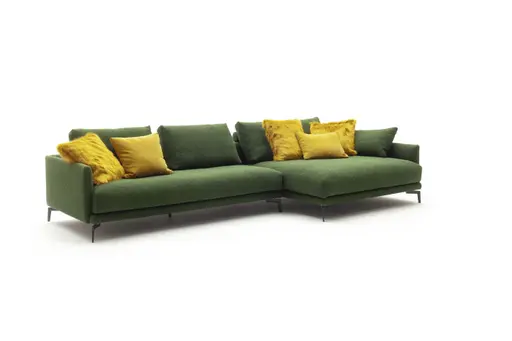 Ecksofa Cuneo - 2,5-Sitzer, Longchair rechts, Stoff, Grün