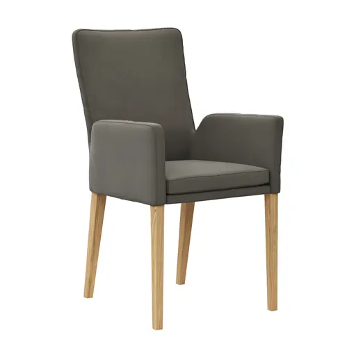 Armlehnstuhl Tuma - Leder, Graubraun