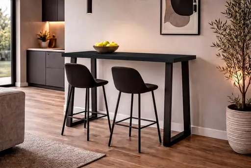 Bartresentisch - LB ca. 120x70 cm, Schwarzstahl, Schwarz
