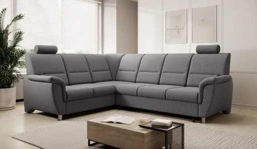 Ecksofa - Ecke links, 3-Sitzer inkl. Schlaffunktion, Stoff, Anthrazit