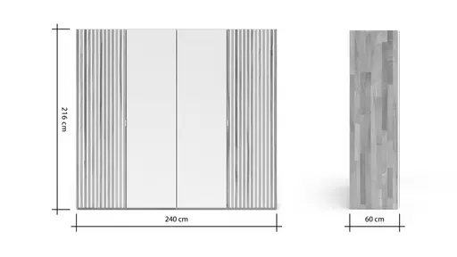Drehtürenschrank Tigris - B. ca. 240 cm, Kernbuche massiv, geölt
