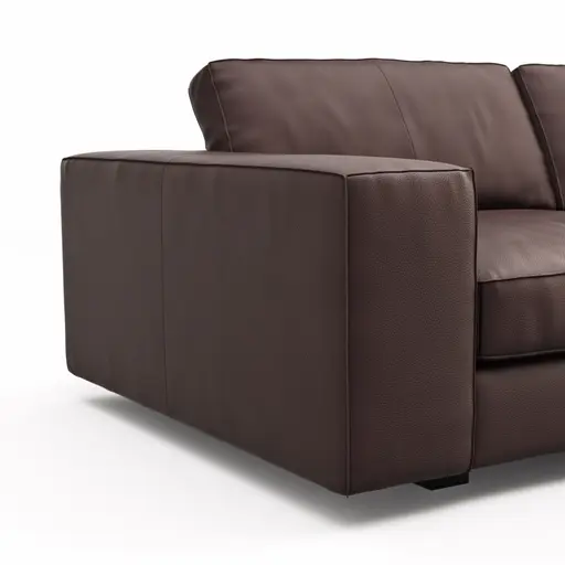 Sofa Aprino 1 - 3,5-Sitzer XL, Dickleder, Dunkelbraun, Armlehne Block breit