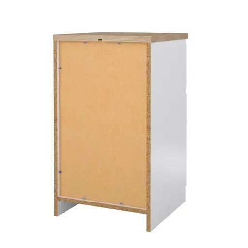 Nachtkonsole- B ca. 40 cm, Weiß, Hochglanz, Eiche Dekor