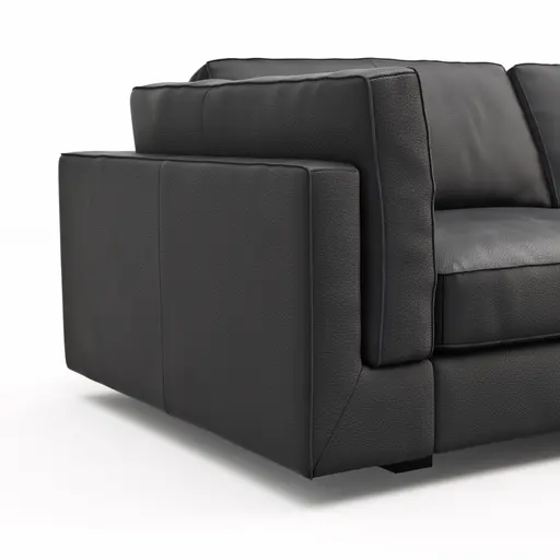 Sofa Aprino 3 - 3,5-Sitzer L, Dickleder, schwarz, Armlehne Kissen