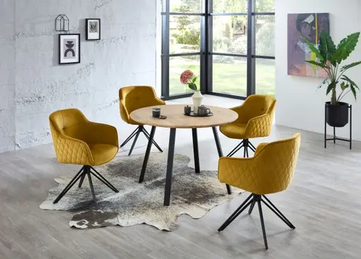 Armlehnstuhl - drehbar, Samt, Goldfarben