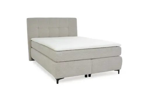 Boxspringbett- Liegefläche ca. 140x200 cm, Stoff, Graubeige, Hell