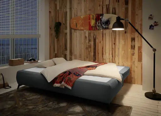 Funktionssofa  JUNNIS - Schlaffunktion mit Bettkasten, Stoff, Dunkelgrau