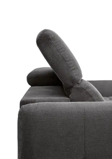 Ecksofa MADAN - 1,5-Sitzer mit Longchair rechts, Sitztiefe verstellbar motorisch, Kopfteil verstellbar, Stoff, Graphite
