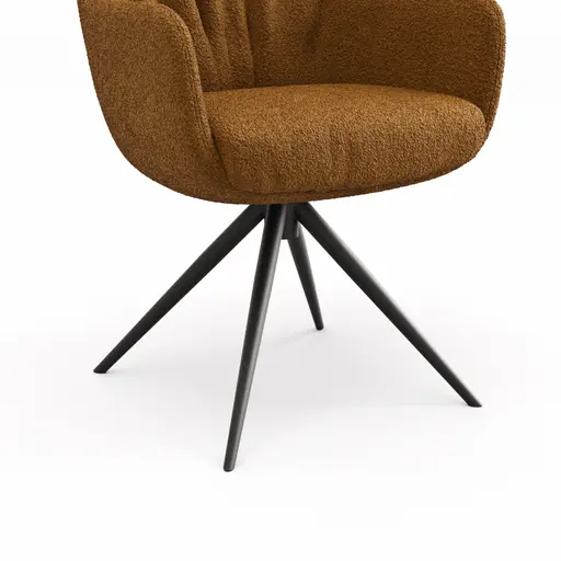 Armlehnstuhl Mis Legere - Boucle, Kurkuma, Stativ, Anthrazit