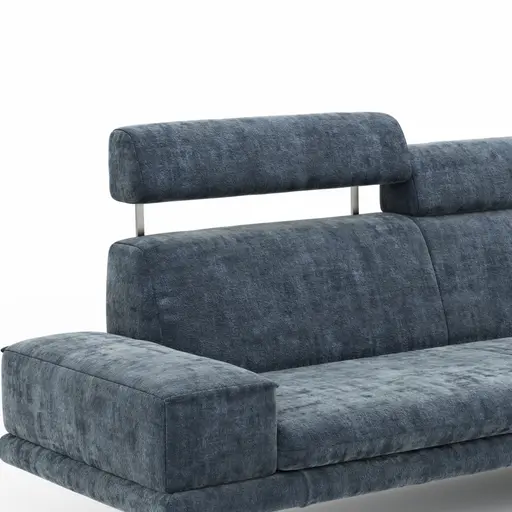 Sofa Hubertus - 2,5-Sitzer, Kopfstütze verstellbar, Stoff, Blau