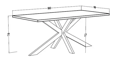 Esstisch - LB ca. 180x90 cm, Plankeneiche, Schwarz