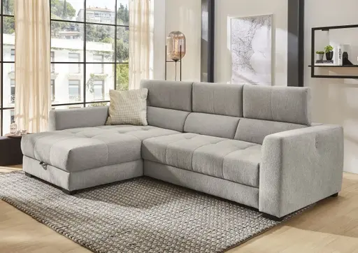 Ecksofa - 2-Sitzer, Ecke rechts, Stoff, Grau