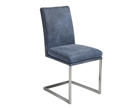 Freischwinger Tarent - Leder, Blau, Edelstahl