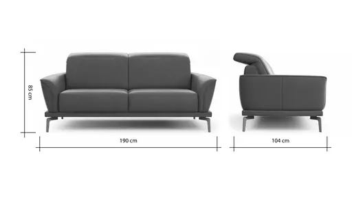 Sofa Amadena - 2-Sitzer inkl. Kopfteil verstellbar, Leder, Olive