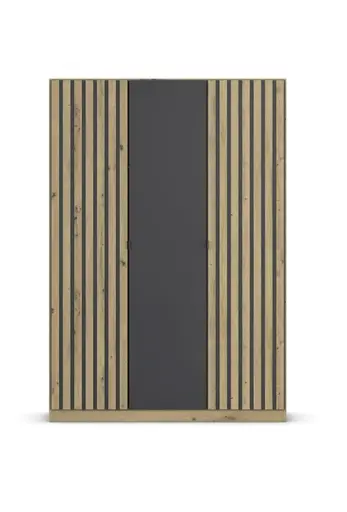 Drehtürenschrank RUERTO- B ca. 136 cm, Eiche Dekor, Dunkelgrau, Paneel, Eiche Dekor