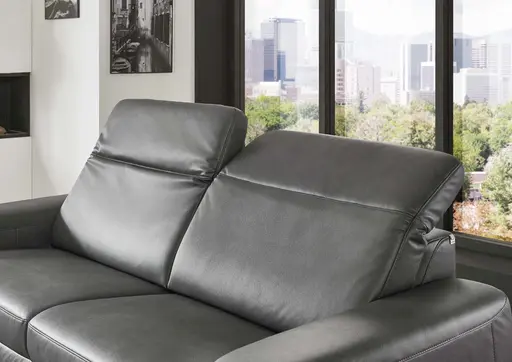 Sofa - 3-Sitzer, Kopfteil verstellbar, Stoff, Graphit
