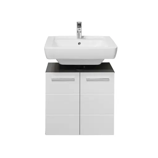 Waschebeckenunterschrank- B ca. 60 cm, Anthrazit, Weiß, Hochglanz