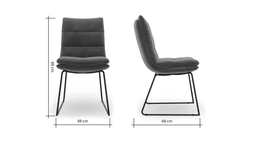 Stuhl Jukka - Stoff, Eukalyptus, Kufen, Schwarz