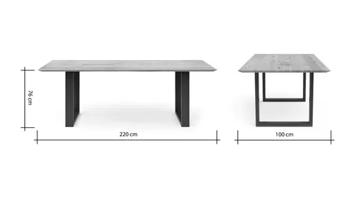 Esstisch Clifton - mit Einsätzen, LB ca. 220x100 cm, Wildeiche massiv, natur geölt