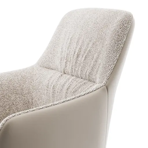 Armlehnstuhl Sagres - drehbar, Stoff & Leder, Graubeige, Creme