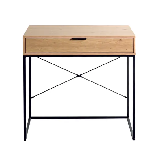 Schreibtisch - LB ca. 80x46 cm, Eiche hell Nachbildung, Schwarz