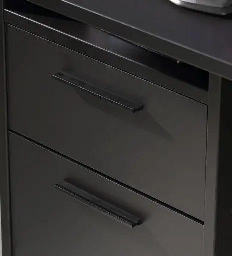 Schreibtisch FJODOR - mit Beleuchtung, Schwarz matt