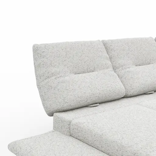 Ecksofa Lucero 2.0 - 2-Sitzer mit Longchair rechts inkl. Sitztiefenverstellung, Drehsitz und Sitztiefe verstellbar, Stoff, Offwhite