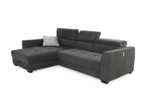 Ecksofa - 2-Sitzer, Ecke rechts, Stoff, Dunkelgrau