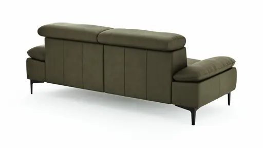 Sofa Felipa - 3-Sitzer inkl. Kopfteil verstellbar, Leder, Olive