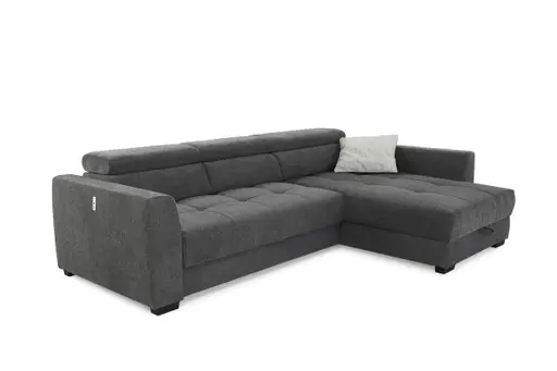 Ecksofa - 2-Sitzer, Ecke rechts, Stoff, Dunkelgrau