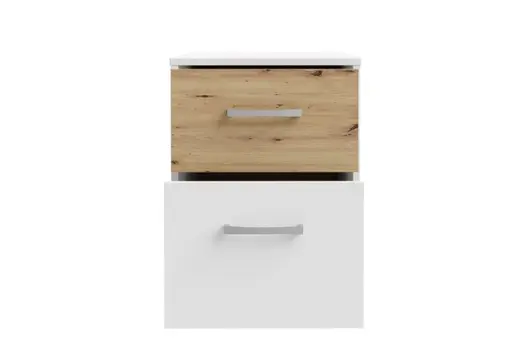 Nachtkonsole FILIPO- Weiß,  Eiche Dekor