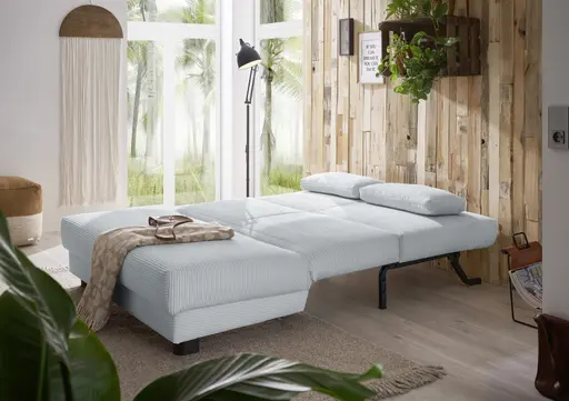 Schlafsofa EASY Optik A - 2-Sitzer ohne Armlehne, 140 cm inkl. Schlaffunktion, Cord, Hellblau