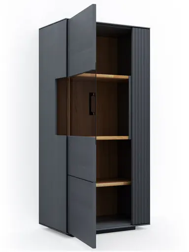 Vitrine Estana - Eiche massiv, Anthrazit