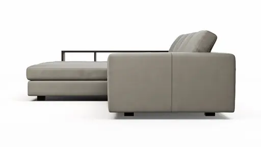 Ecksofa Aprino 1 - Longchair links mit 2,5-Sitzer, Leder, Grau