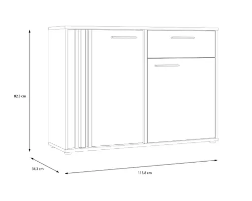 Kommode FLORISS- Schwarz, Eiche Dekor