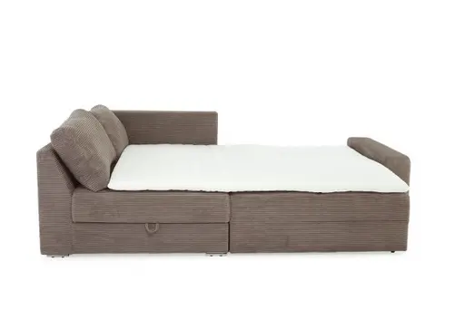 Ecksofa JANIS - 2,5-Sitzer, Ecke rechts inkl. Schlaffunktion, Stoff, Taupe