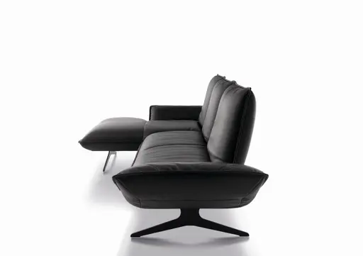 Ecksofa - Longchiar links mit 2-Sitzer, Rückenlehne/Armlehne verstellbar, Leder, Lava