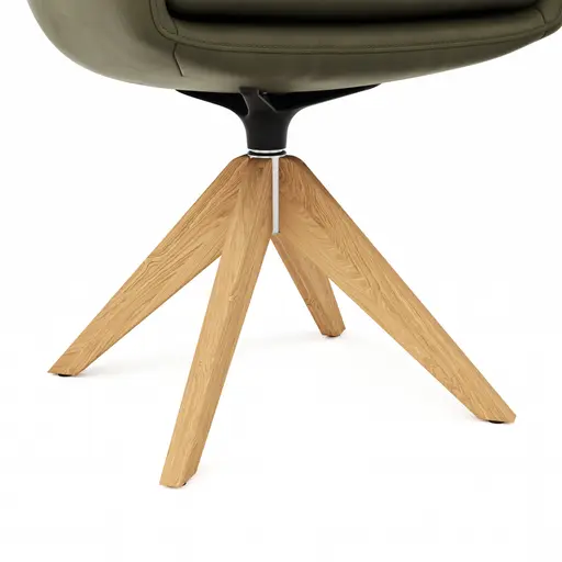 Armlehnstuhl Macano - drehbar, Leder, Olive