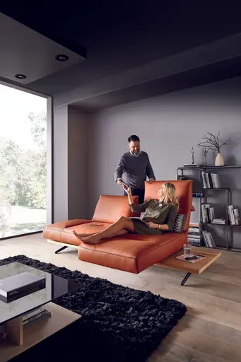 Sofa - 2,5-Sitzer, Rückenlehne/Armlehne verstellbar (manuell), Leder, Rost