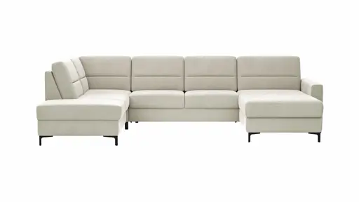 Wohnlandschaft Merlos H - Ecke links mit 2,5-Sitzer und Longchair rechts inkl. Relaxfunktion (motorisch),Stoff, Natur