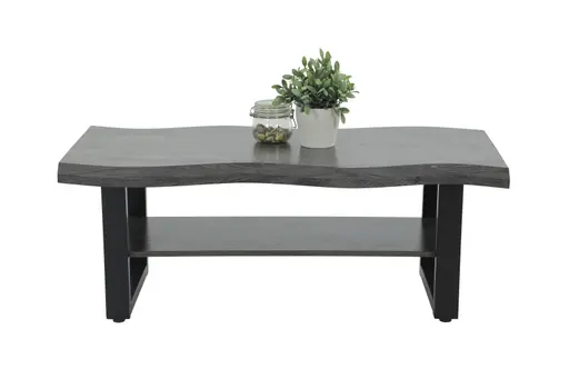 Couchtisch - LB ca. 110x60 cm, Grau, Schwarz, Baumkante