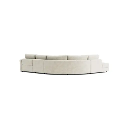 Ecksofa Almeria - Rundecke und Abschlussteil mit 2-Sitzer rechts, Stoff, Offwhite