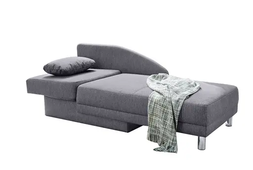 Recamiere - inkl. Schlaffunktion und Bettkasten, Stoff schwarz