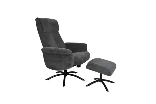 TV-Sessel MORTON mit Hocker - drehbar, Stoff, Grau