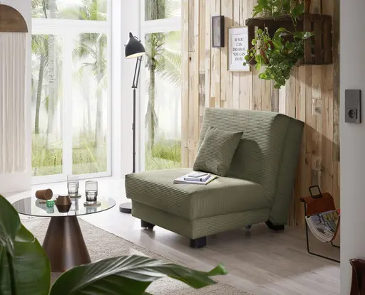  Faltsessel Easy Optik A - ohne Armlehnen inkl. Schlaffunktion, Cord, Dunkelgrün