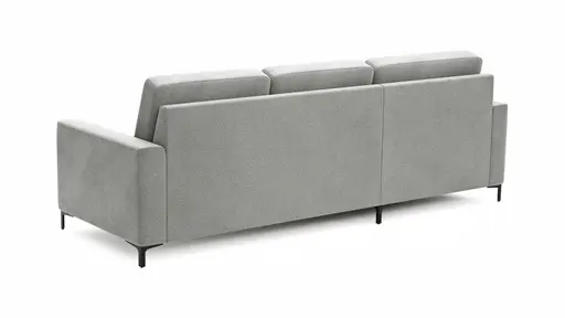 Ecksofa Merlos H - Longchair links und 2,5-Sitzer rechts inkl. Relaxfunktion (motorisch), Stoff, Grau